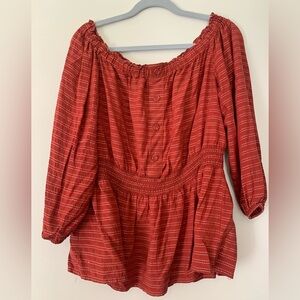 Lane Bryant Burnt Orange Off the Shoulder Top Size 14/16